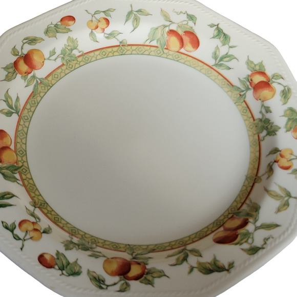 Vintage Valencia Churchill Pottery Fruit Design Ribbed Border 10 inches 3 in set - Picture 3 of 8